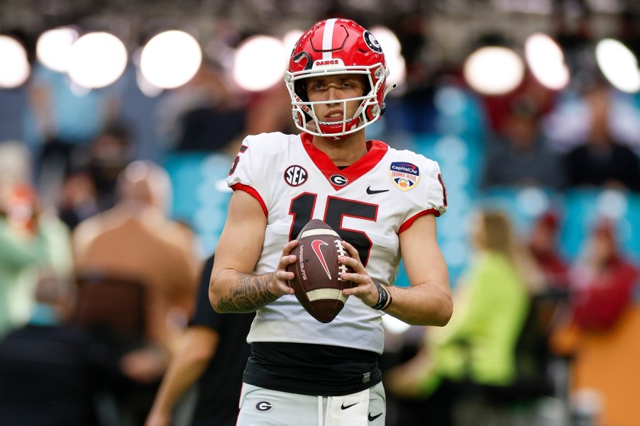 UGA quarterback Carson Beck on the field