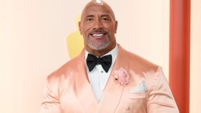 Actor Dwayne The Rock Johnson in a Tuxedo at the Golden Globes