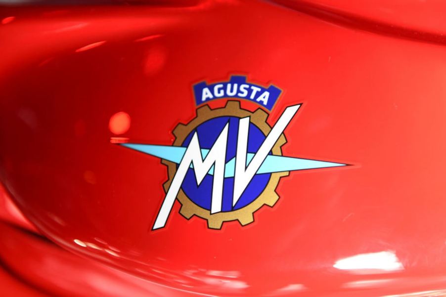 An MV Agusta F4 shows off its brand logo.