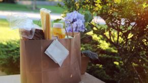 Bag of food donated to a person in need.