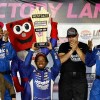 Rajah Caruth celebrates his first NASCAR Truck Series win