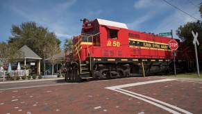 Red diesel locomotive in Florida