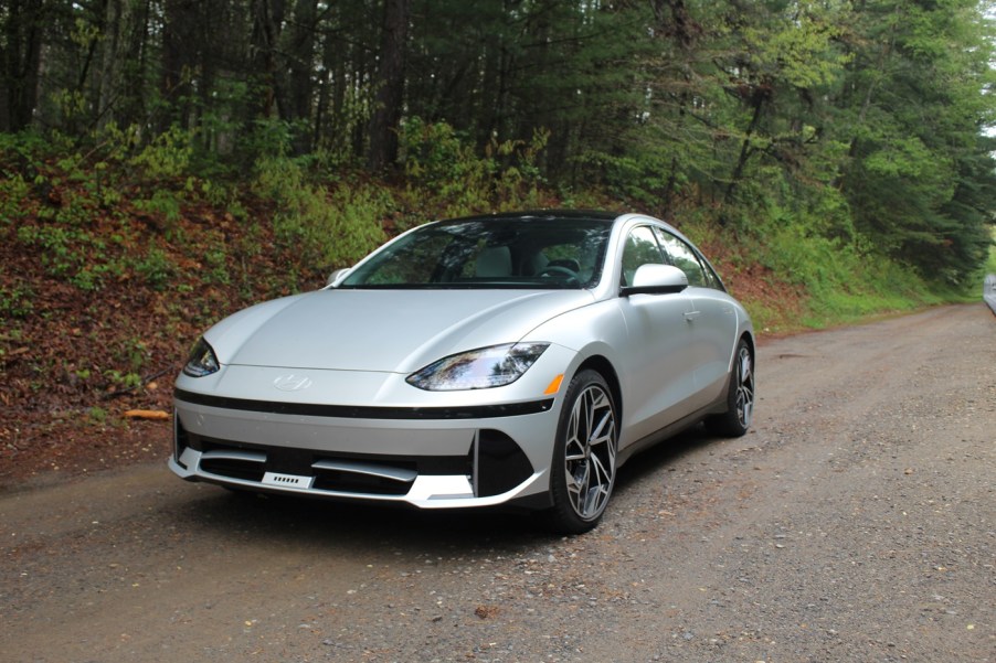 The 2024 Hyundai Ioniq 6 on a dirt road