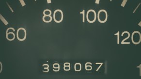 Image of a 398,067 mile odometer in a used truck