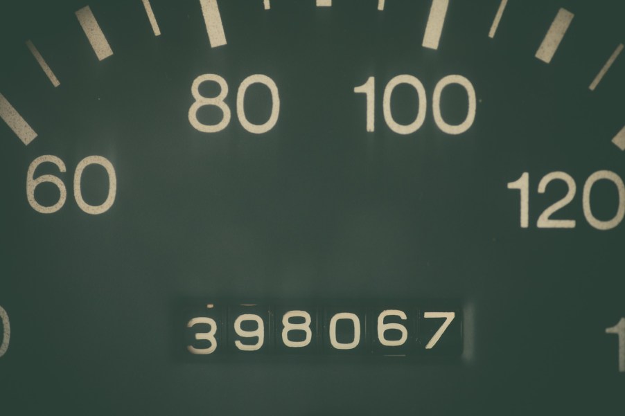 Image of a 398,067 mile odometer in a used truck