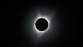 A total solar eclipse rendering.