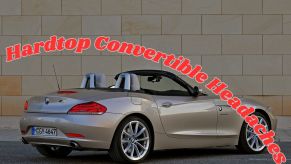 A BMW Z4 with a graphic outlining problems with hardtop convertibles.