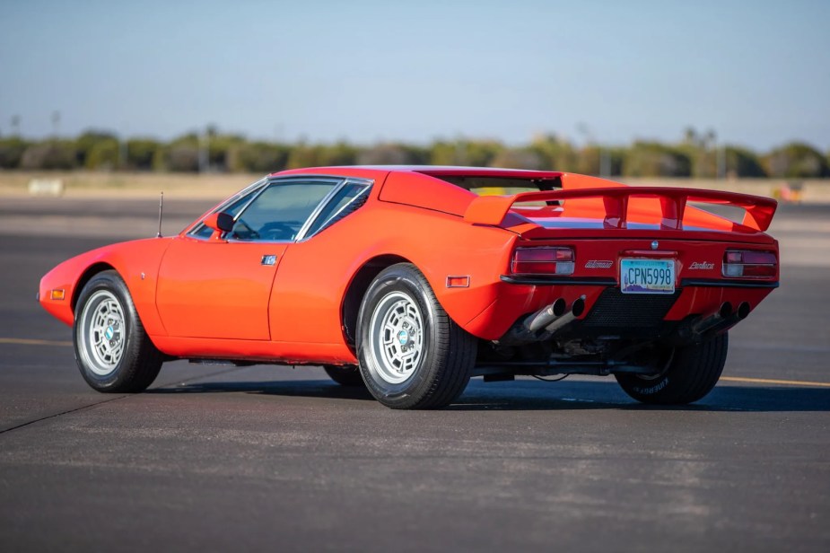 Bright orang De Tomaso Pantera classic Italian supercar.