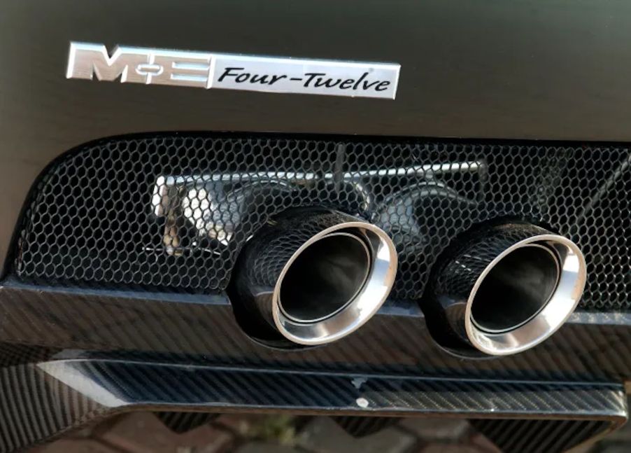 The chrome tailpipes in a mid-engine Chrysler concept car