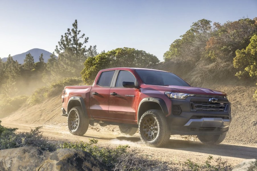 The 2024 Chevy Colorado kicking up dirt