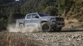 The 2024 Nissan Frontier kicking up dirt