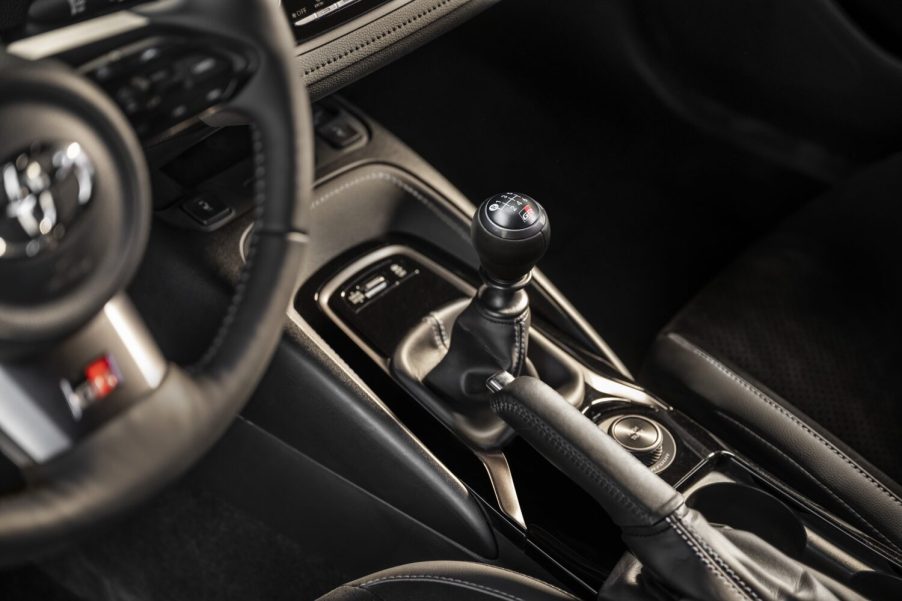 The manual shifter on a 2024 Toyota GR Corolla