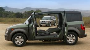 The Honda Element with its suicide doors open