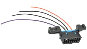 The Onboard diagnostics OBD port and "pigtail" with wires.