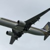 A Singapore Airlines plane in the air