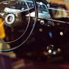 The interior of a vintage classic Volvo grand tourer.