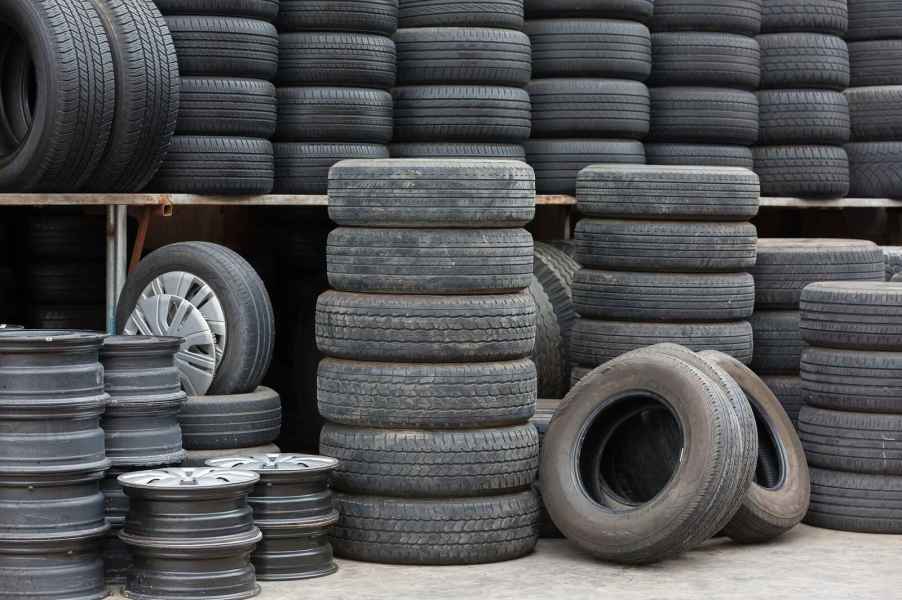 Old tires stacked up