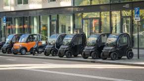 A row of microcars in Amsterdam.