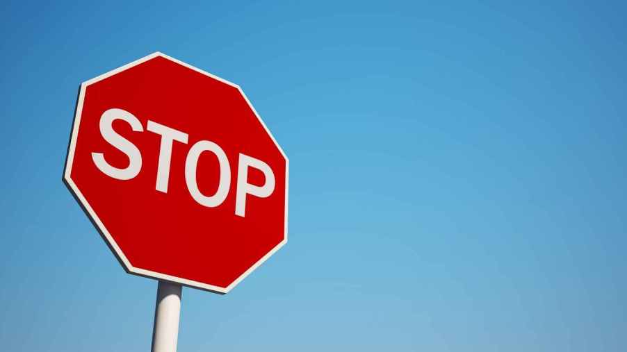 Stop sign with blue background