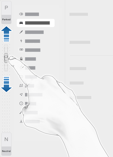 A graphic showing how to use Tesla's swipe-to-shift feature