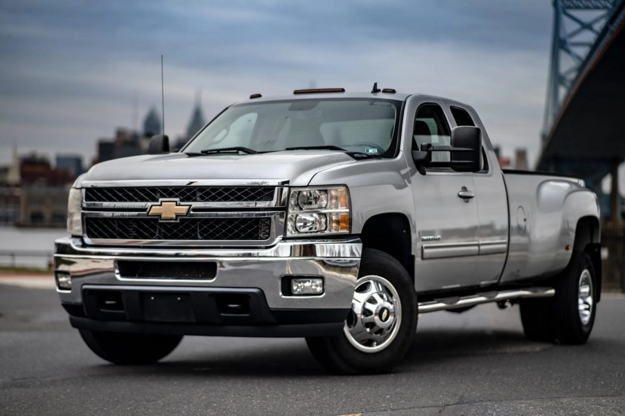 A silver 2011 Chevrolet Silverado 3500 Duramax