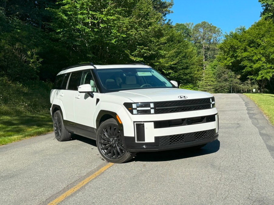 The 2024 Hyundai Santa Fe on the road