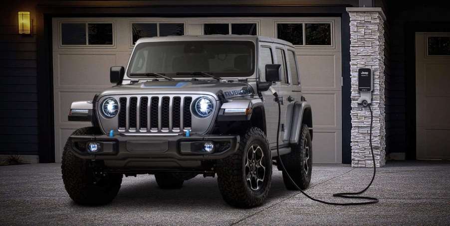 The 2024 Jeep Wrangler 4xe charging at home