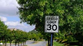 A 30 mph sign warns drivers that they can't speed in an emergency or otherwise.