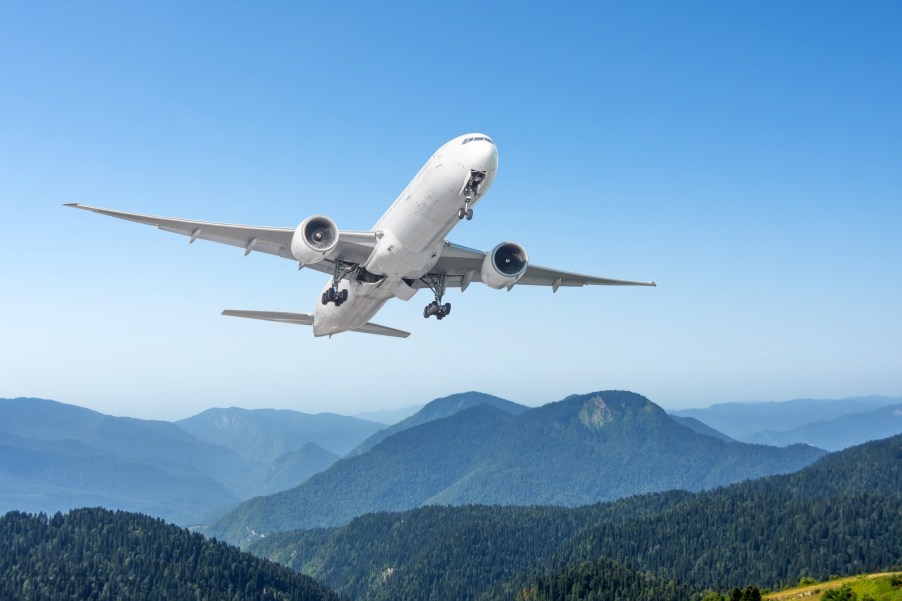 An airplane getting ready to land