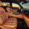 The red white and blue interior of the Grand Wagoneer Vactionaer concept suv.