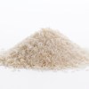 Pile of cooked white rice on a white background.