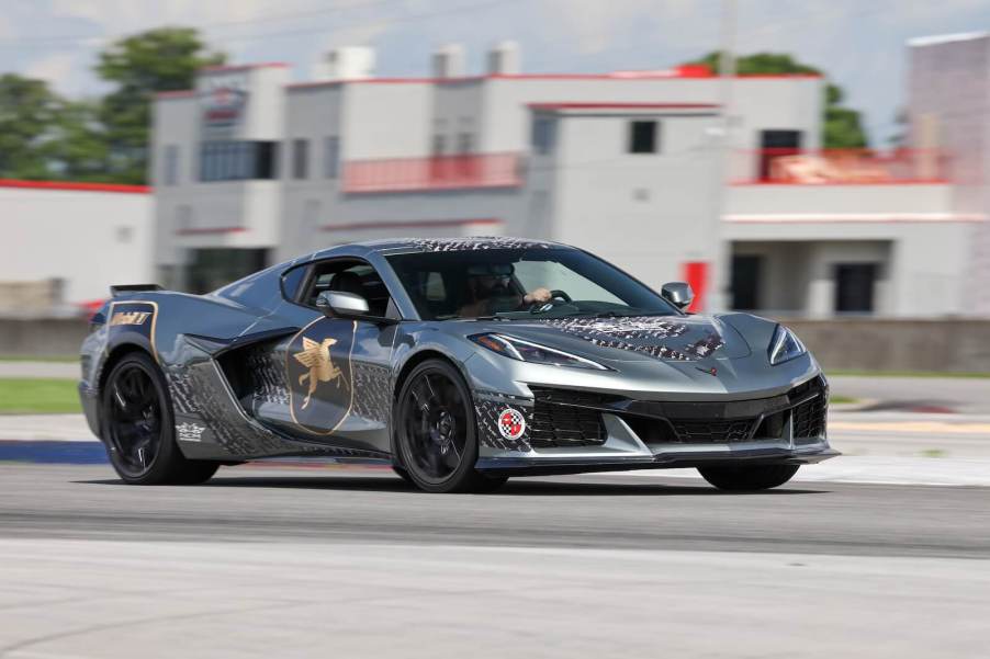 Erik Sherman drives a Z06 around the NCM Motorsports Park track.