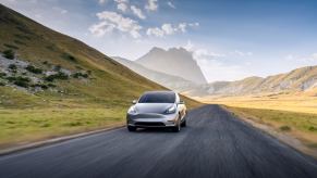 A silver Tesla Model Y is one of the brand's models to qualify for the federal tax incentive.