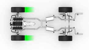 Aerial FWD vehicle drivetrain graphic