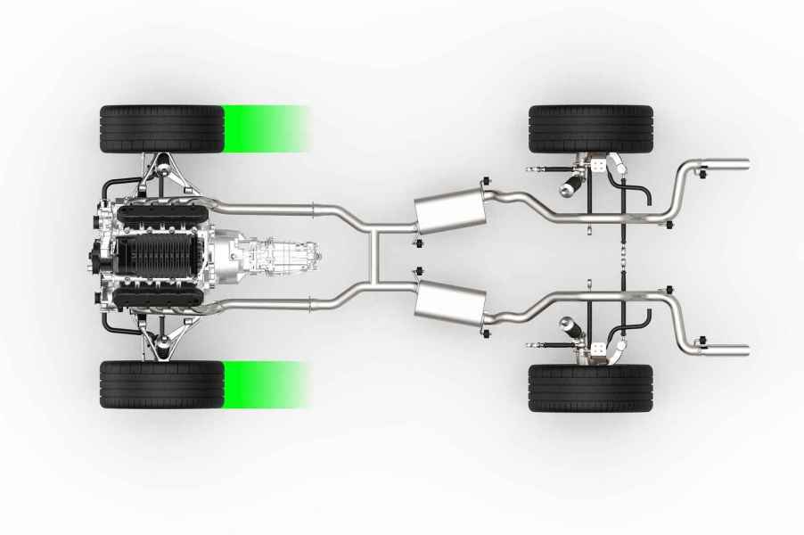 Aerial FWD vehicle drivetrain graphic