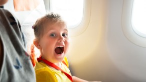 A screaming child on an airplane