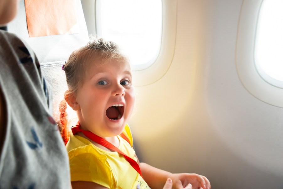 A screaming child on an airplane