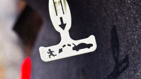 An emergency trunk release handle in a car