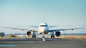 A plane on the runway