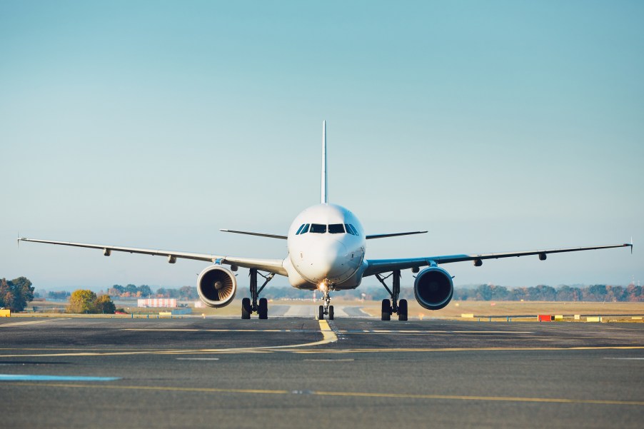 A plane on the runway