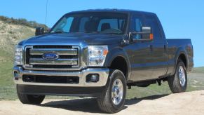 The 2016 Ford Super Duty parked on dirt