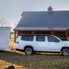 The 2024 Jeep Wagoneer towing a horse trailer