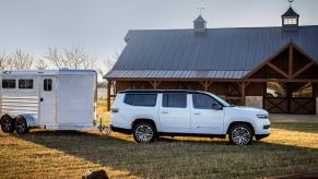 The 2024 Jeep Wagoneer towing a horse trailer