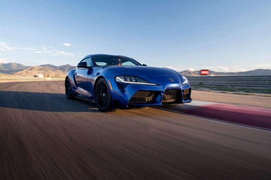 The 2024 Toyota Supra on a race track