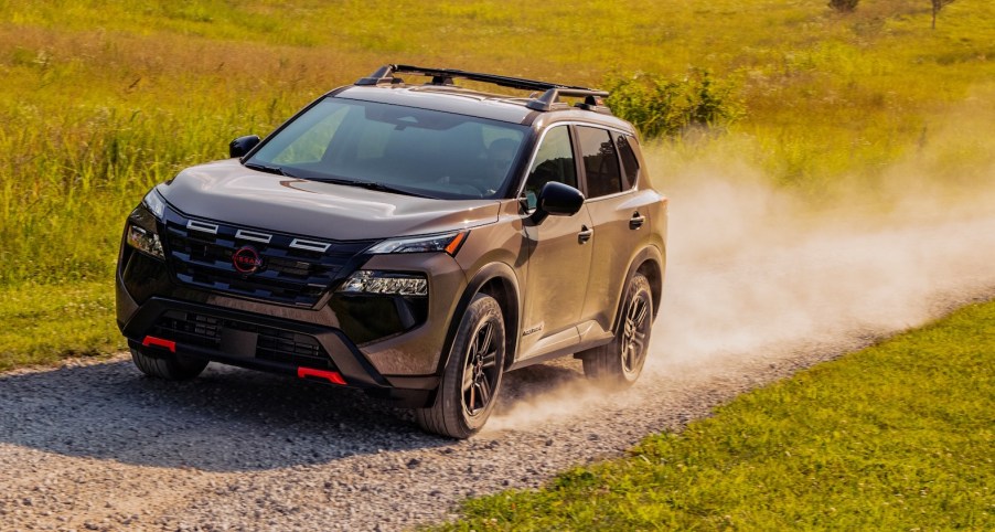 The 2025 Nissan Rogue Rock Creek Edition on a gravel road