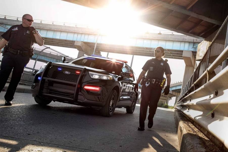 A Ford Interceptor, one of the most common police cars on the market.