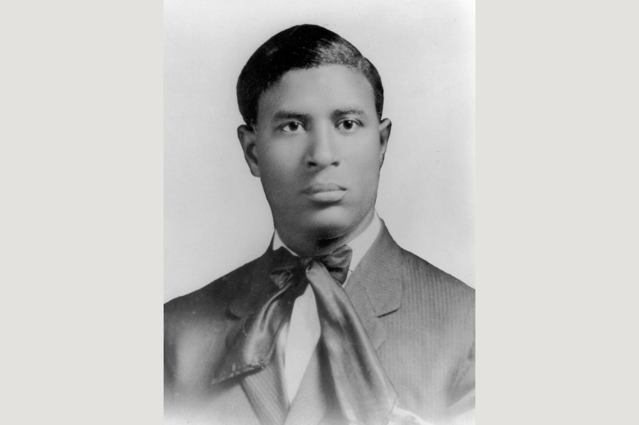 Black and white portrait of inventor Garrett A. Morgan