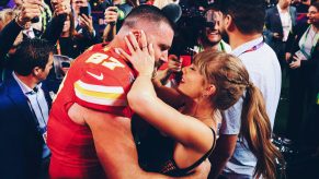 Taylor Swift and Travis Kelce at the Super Bowl