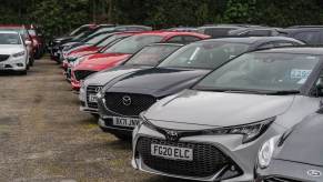 A lineup of cars at a dealership in the UK is target for criminals looking to escape in stolen cars.