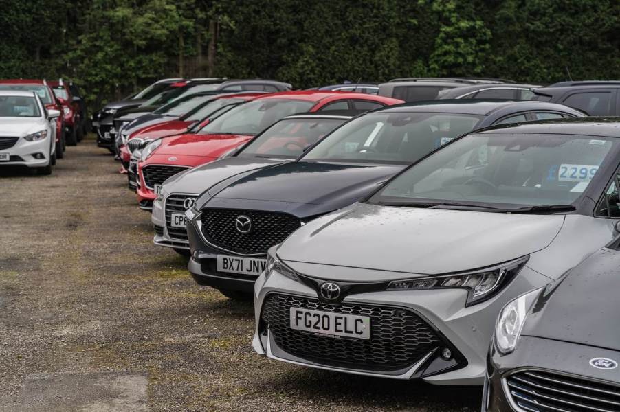 A lineup of cars at a dealership in the UK is target for criminals looking to escape in stolen cars.